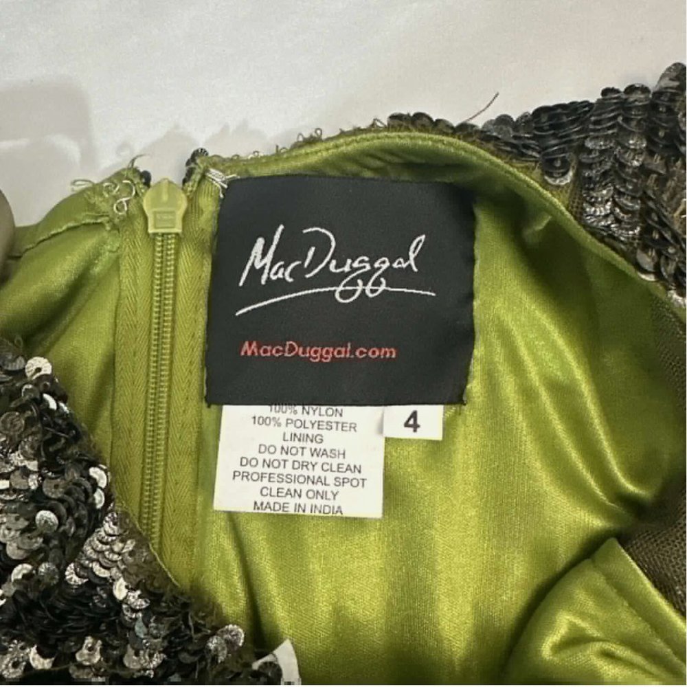 NEW $698 Mac Duggal [ 4 ] Short Sleeve Ombre Sequined‎ Evening Gown Olive #Q548 - Picture 16 of 16